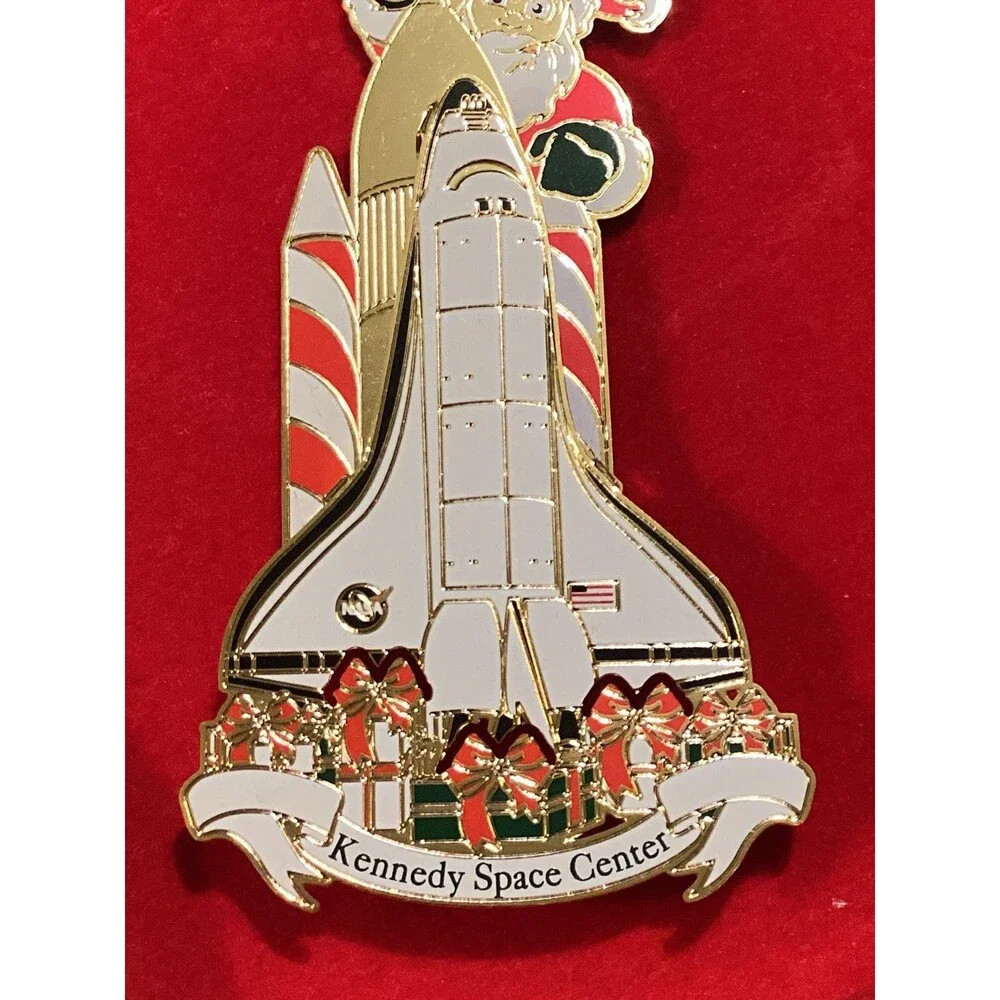 Kennedy Space Center 2009 Santa Shuttle Launch Christmas Ornament Brass Boxed